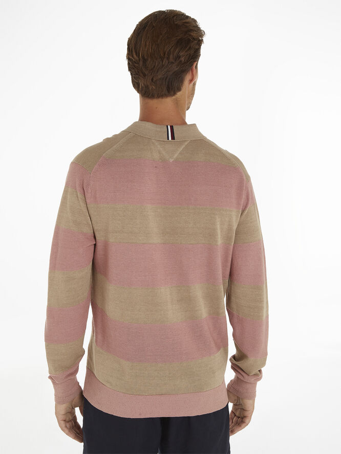 Tommy Hilfiger DC PREMIUM LINEN BLEND RUGBY Terra pink/beige