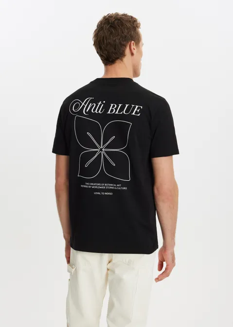 T-shirt met print botanic flower zwart (ZWART)