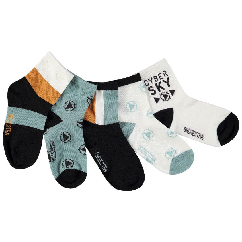 Lot de 5 paires de chaussettes fantaisie pour garçon - Gris foncé