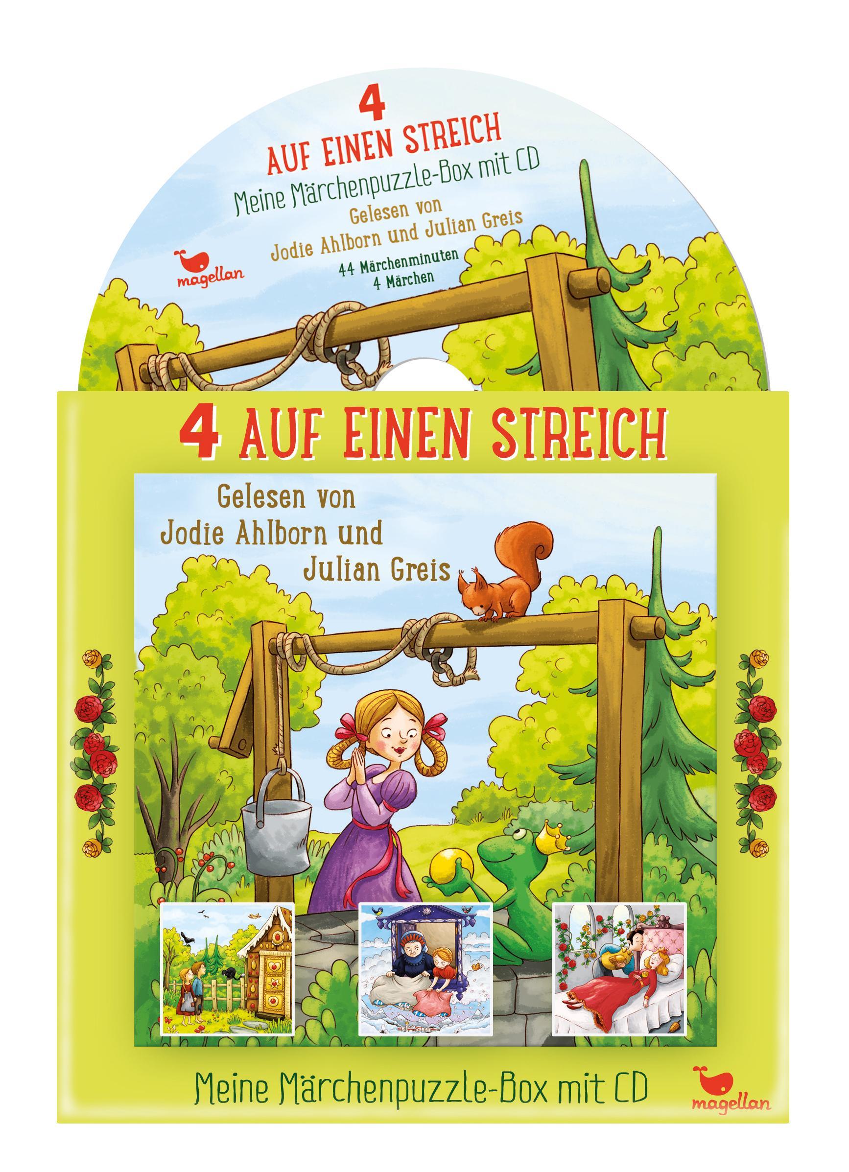 4 auf einen Streich – Meine Märchenpuzzle-Box 4x25-teilig – mit CD
