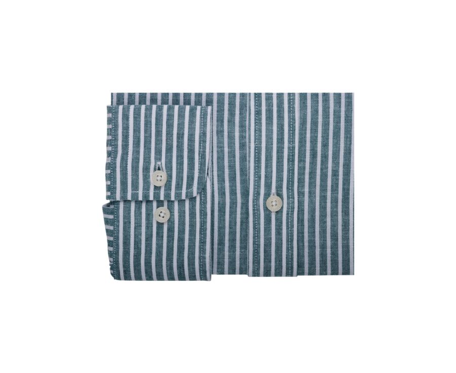 Chemise coton et lin Bleu Océan et liseré Blanc - EDIBERT