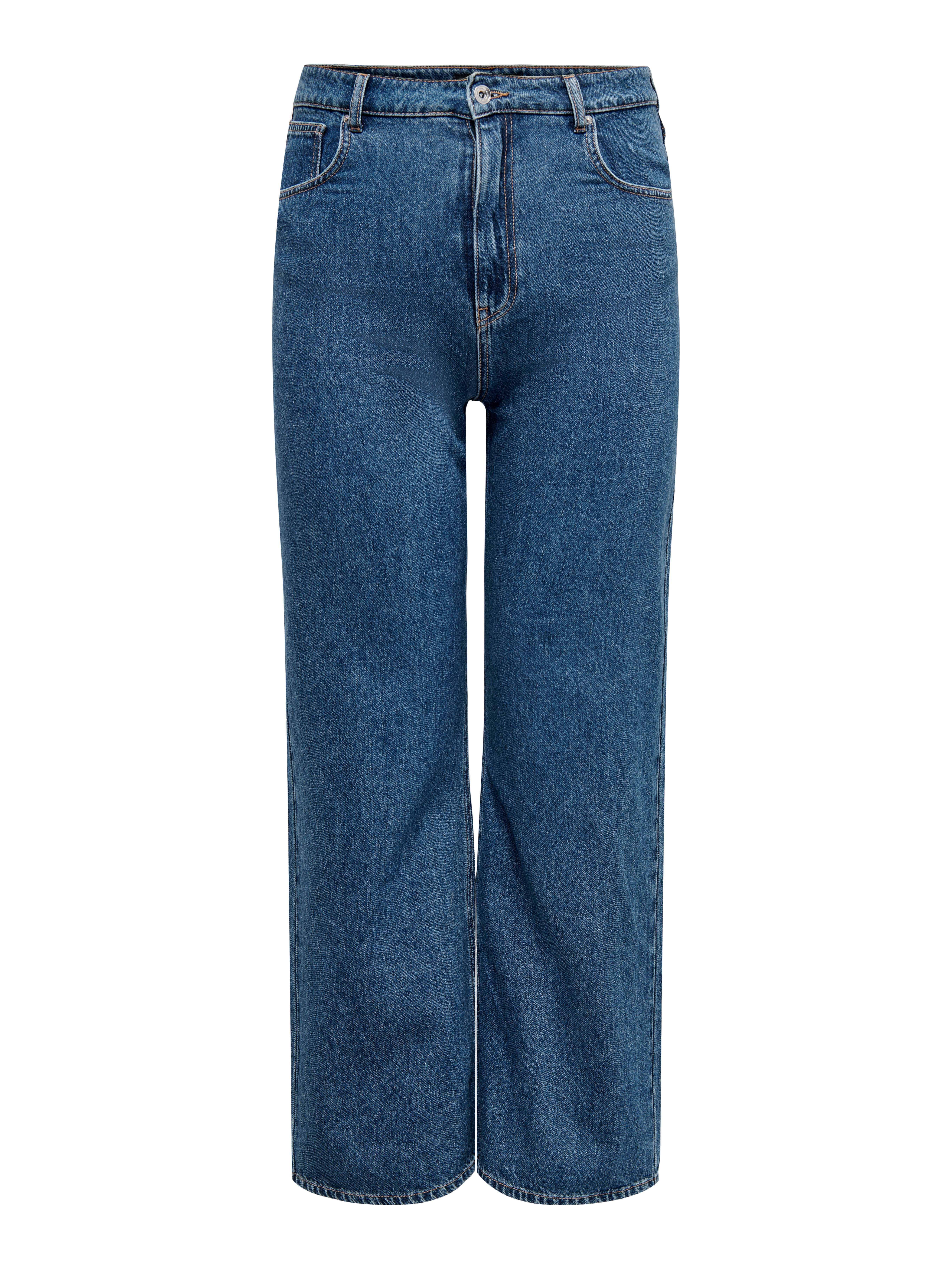 CARHOPE Hohe Taille Weiter Beinschnitt Jeans Dark Blue Denim