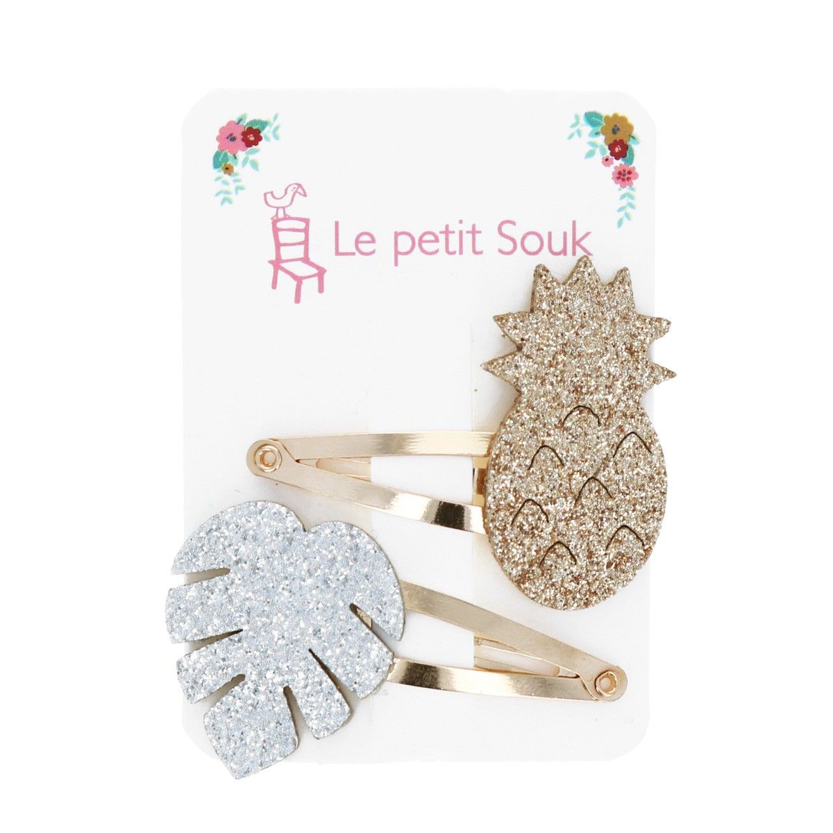 Lot de 2 barrettes ananas et feuille de palmier Le petit Souk