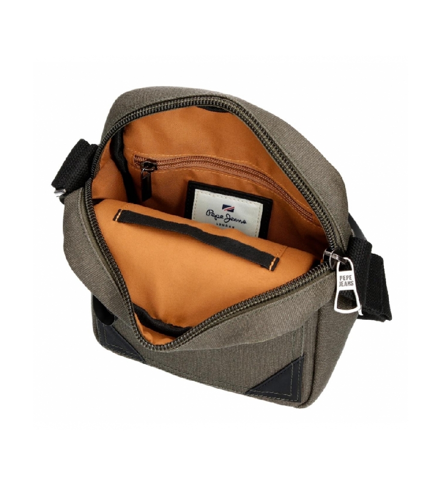 Bolsa transversal Pepe Jeans tamanho médio, cor verde Barkstone - 17x22x6cm