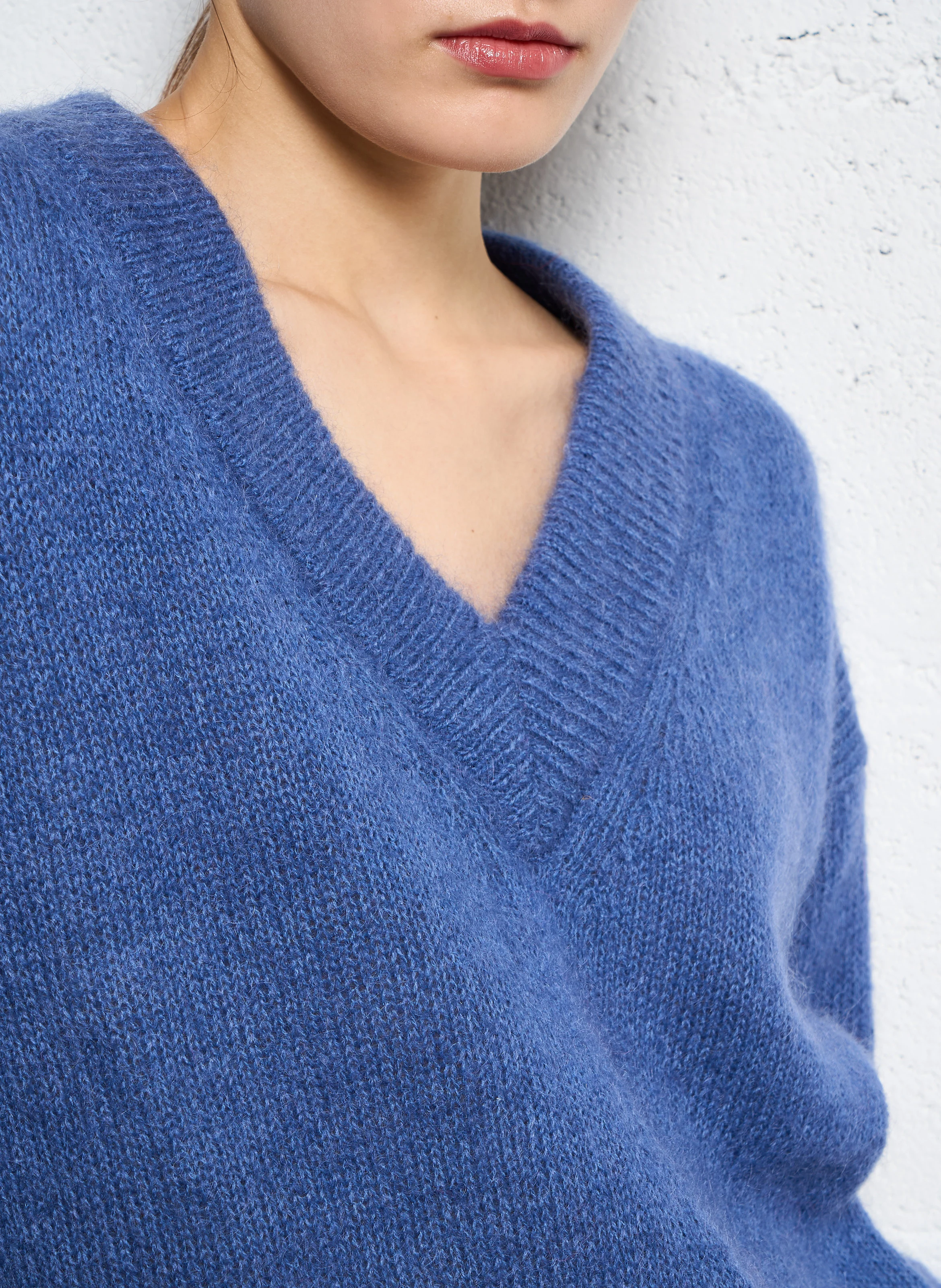 LORE - Pull ample col V en laine et soie | Jean Stone