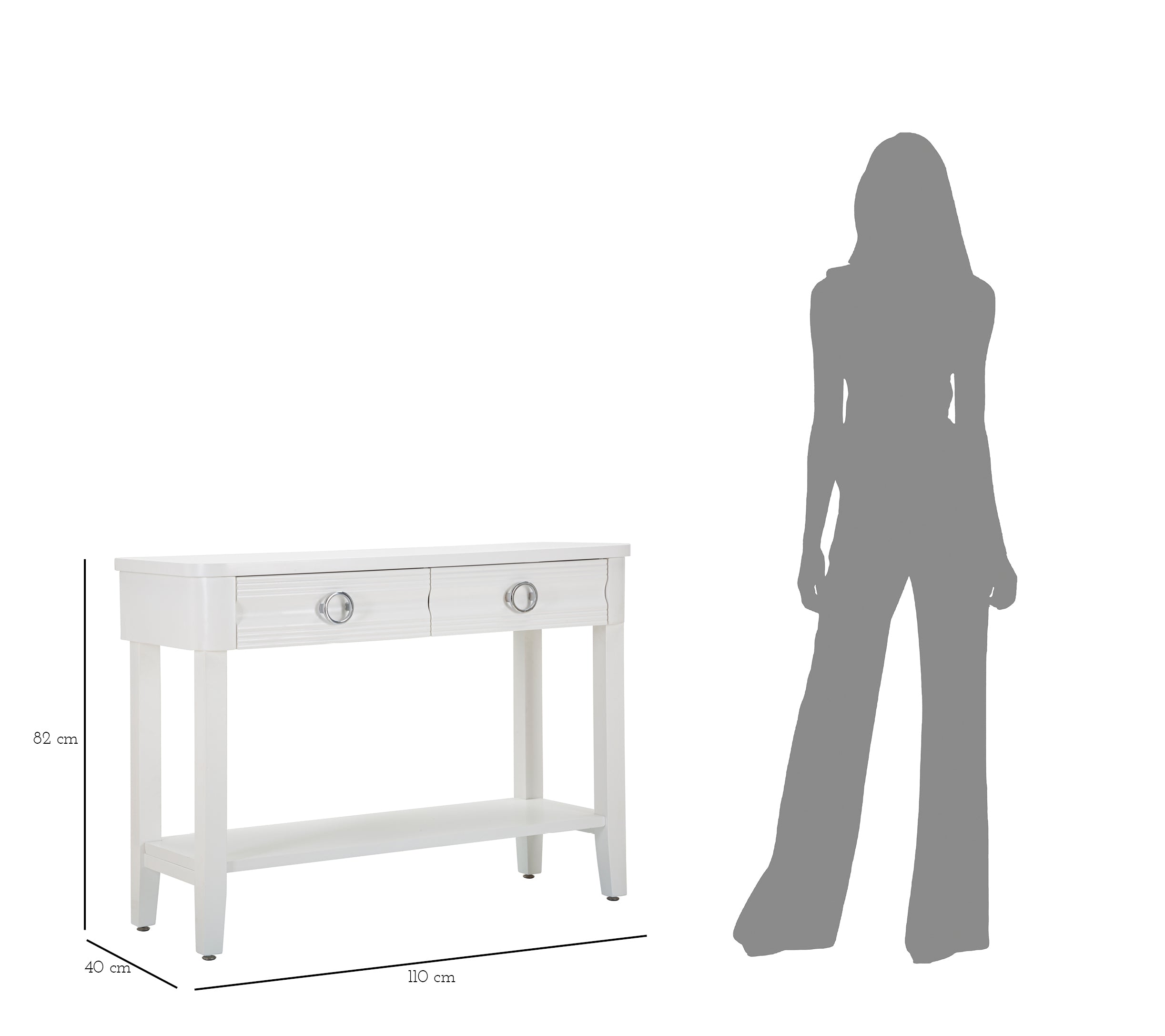 Mauro Ferretti Shine Console met 2 lades in wit hout