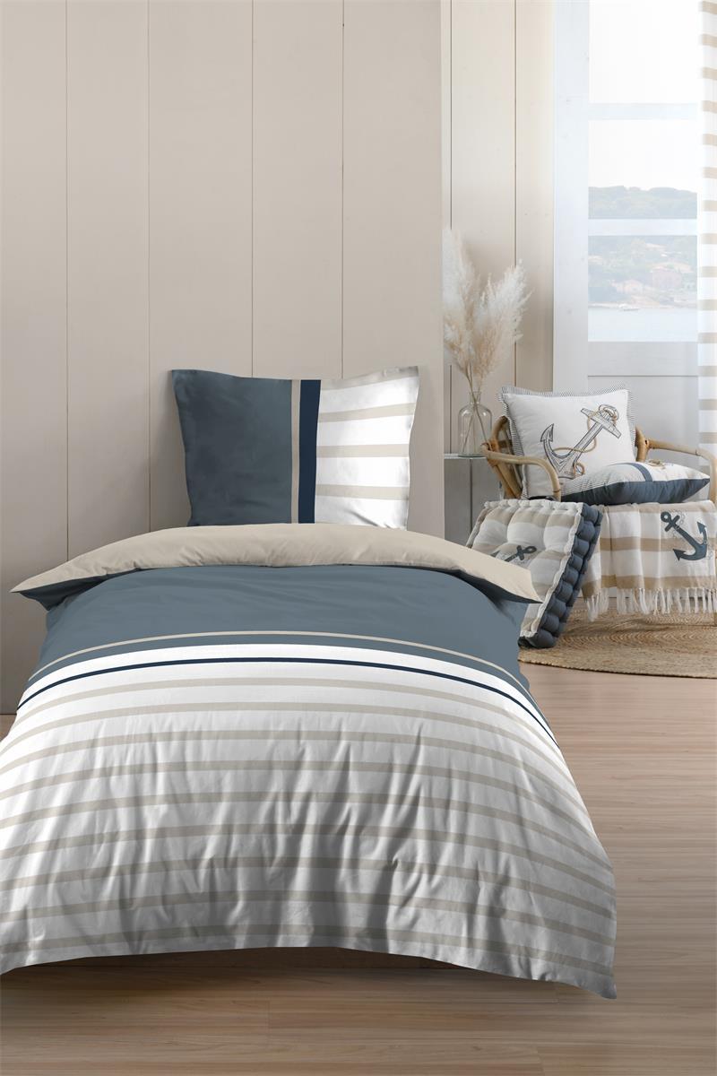 NAUTICAL HOUSSE COUETTE 140X200CM ET 1 TAIE 63X63CM