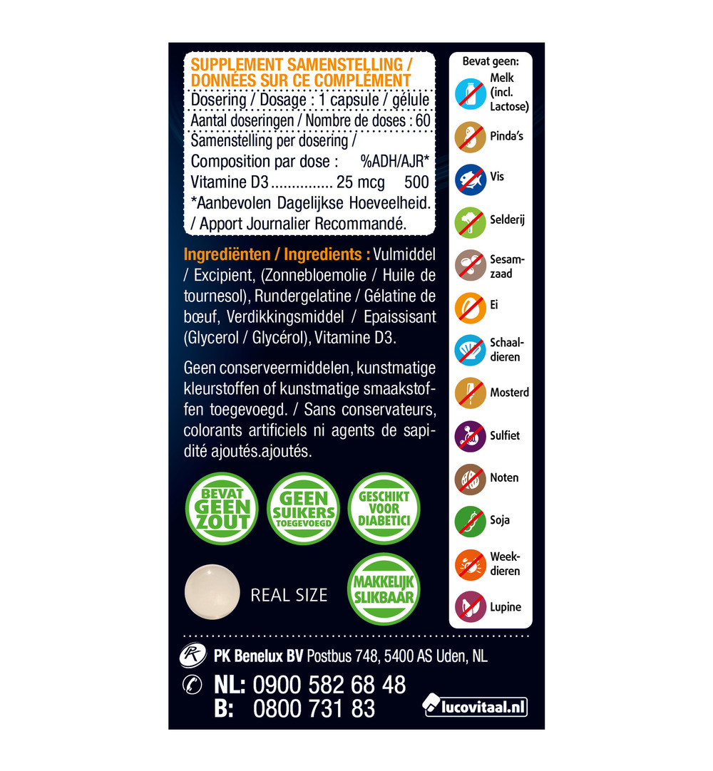 Lucovitaal Vitamine D3 25mcg (60 capsules)