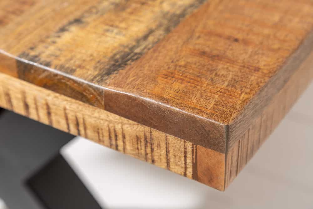 Massiver Esstisch IRON CRAFT 240cm natur Mangoholz Industrial Design X-Gestell schwarz Metall
