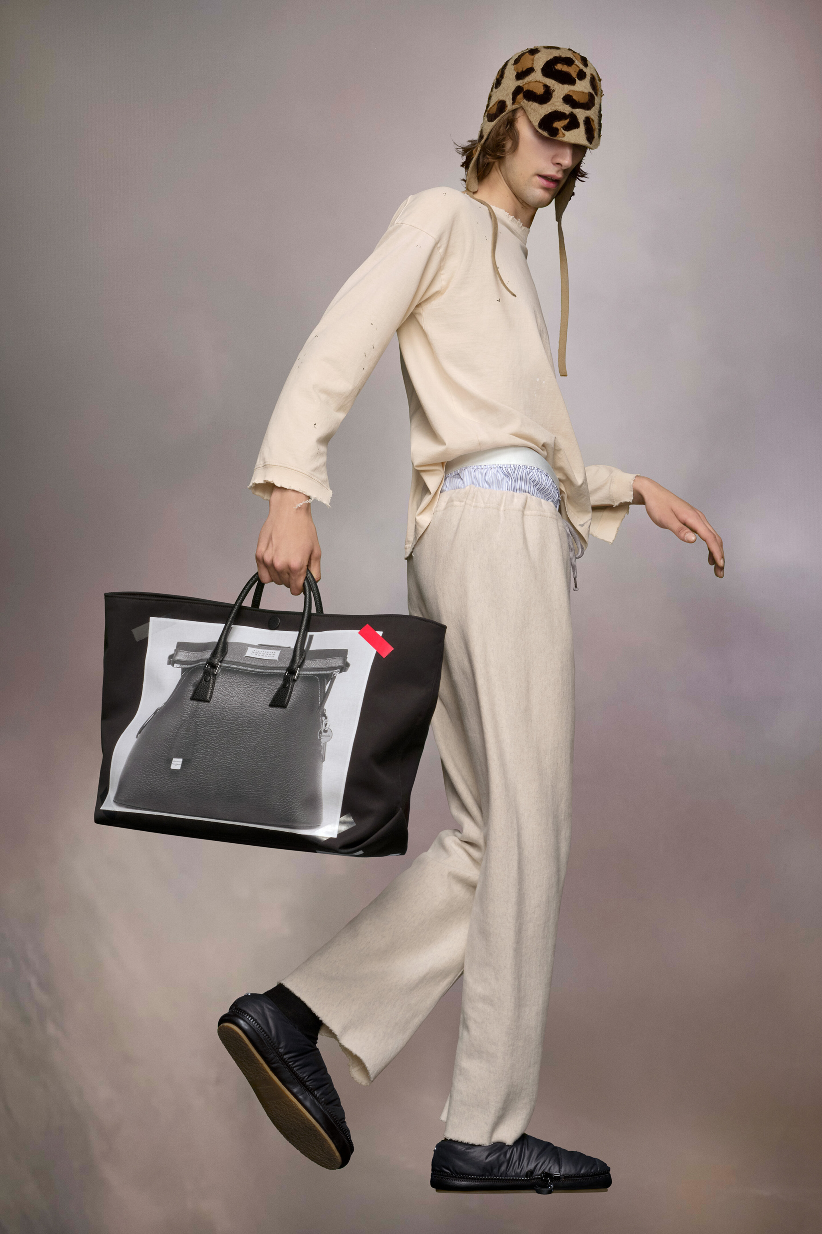 Sac cabas 5AC trompe l'œil classique noir Noir