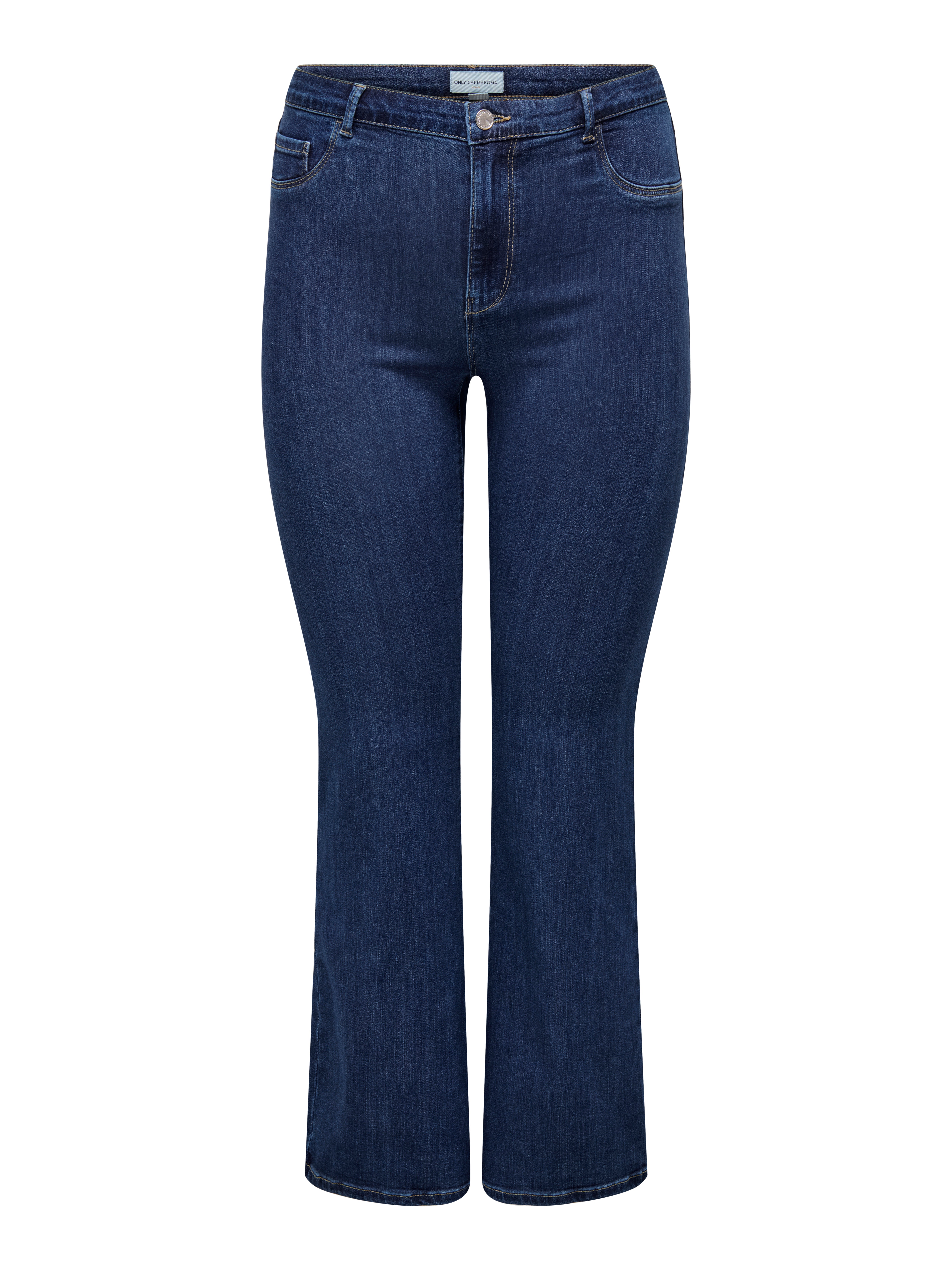 CARTHUNDER Mittlere Taille Ausgestellt Jeans Dark Blue Denim
