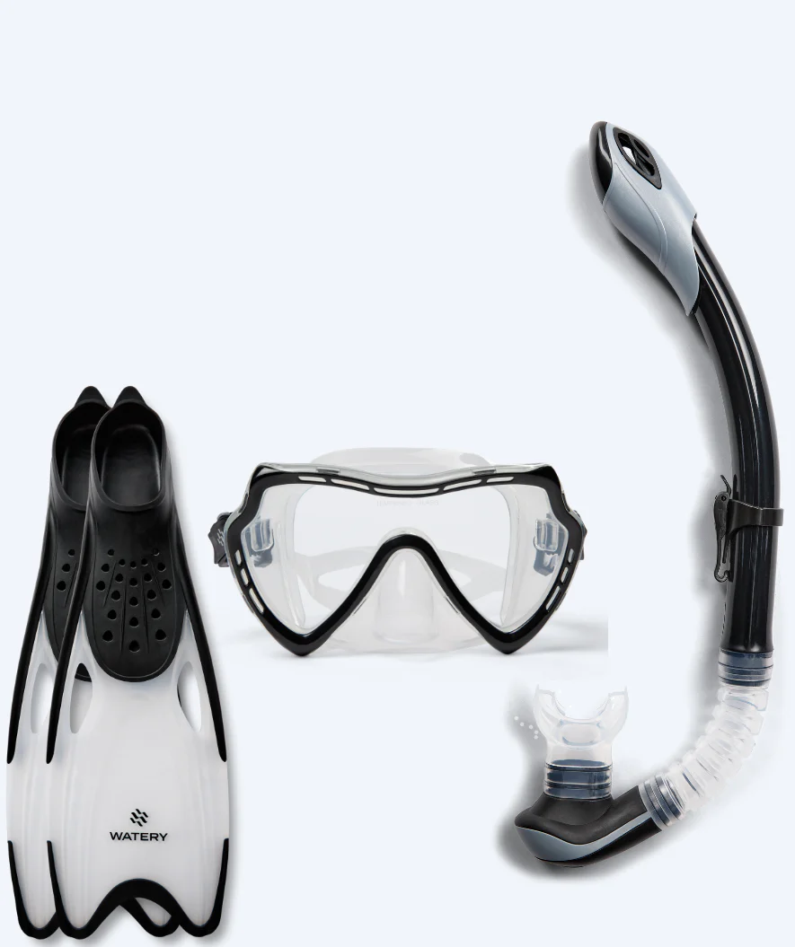 Watery snorkelsæt til voksne (fra 15 år) - Nebula/Rilian - Sort/sort