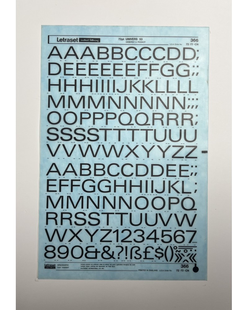 Letraset 366 - UNIVERS 53 -72pt