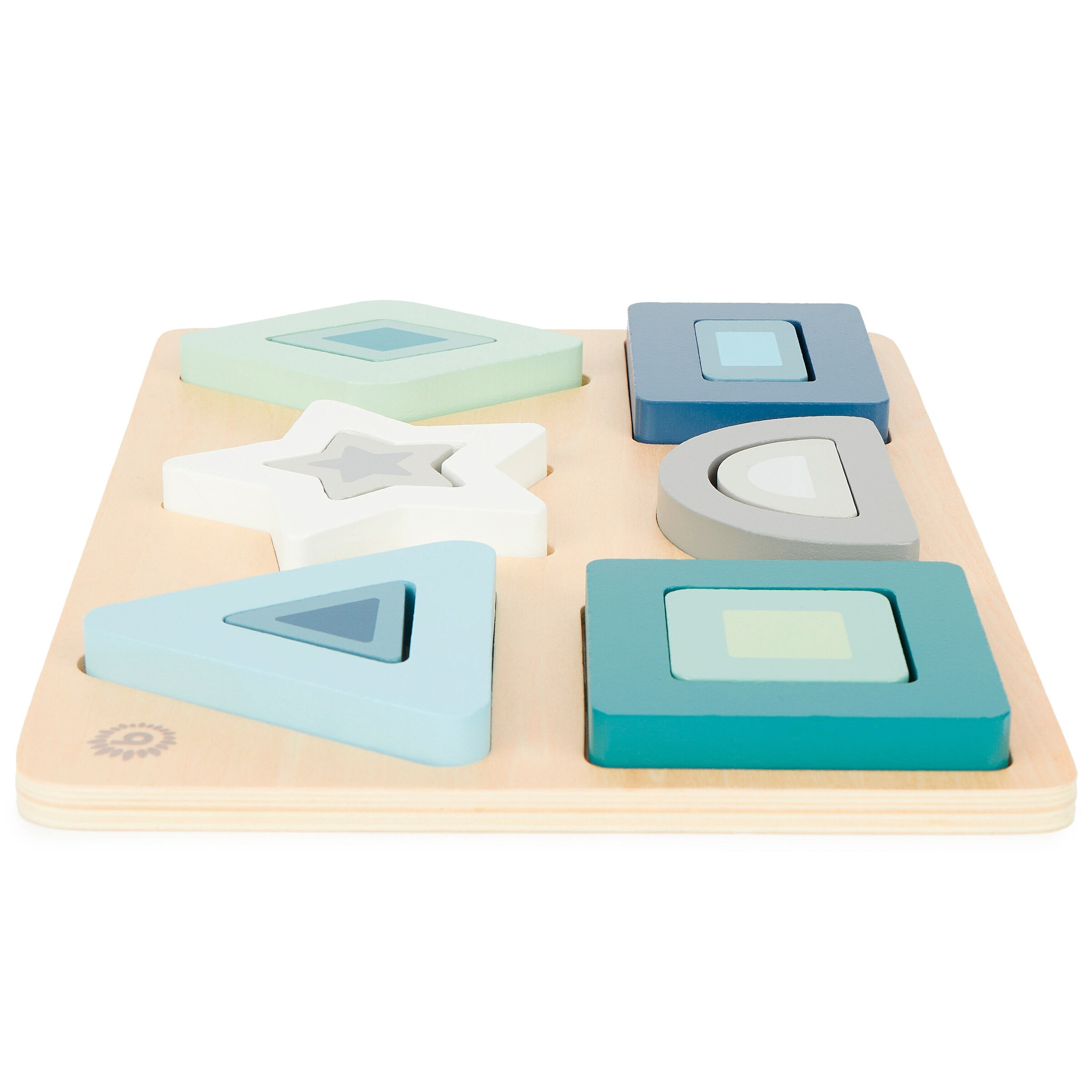 Bieco Geometrisches Puzzle aus Holz - ab 12 Monate Blau