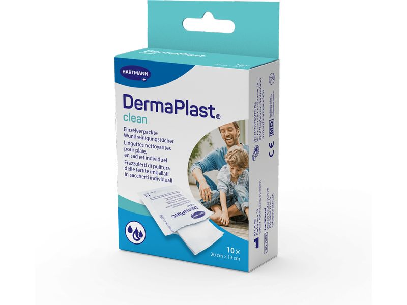 DermaPlast Wundreinigungstücher Clean 10 Stück Feuchttücher zur Wundreinigung
