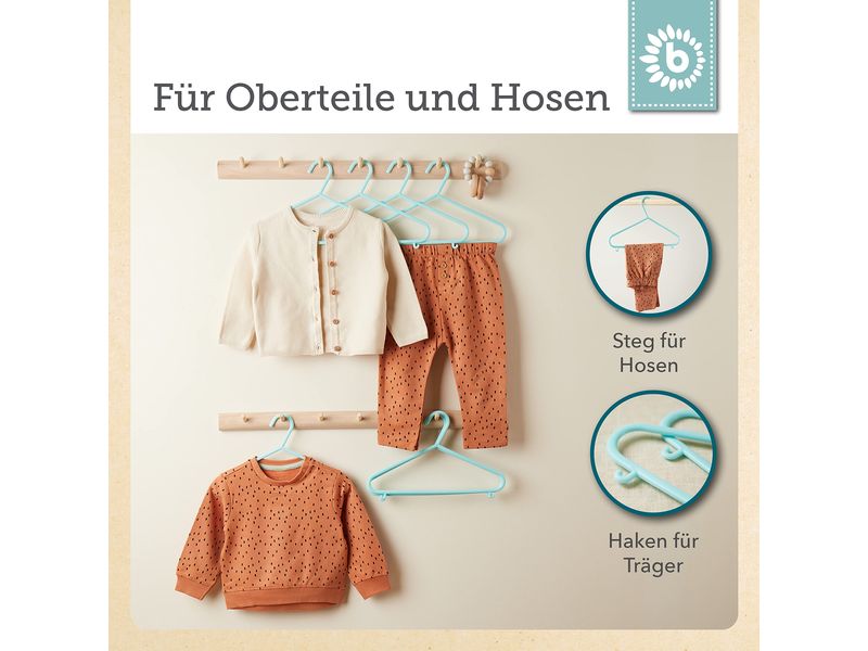 bieco Kleiderbügel 8er Set Türkis Kleiderbügel-Set für Kinder