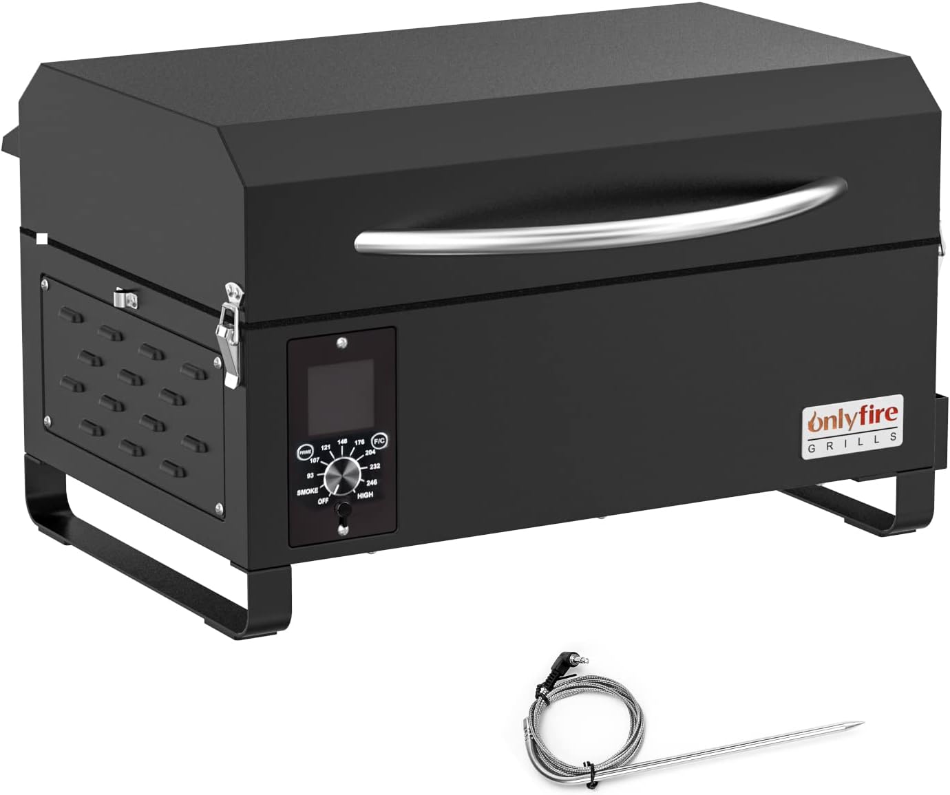 onlyfire Pelletsmoker Räuchergrill, 8-in-1-Multifunktion Holzpelletgrill & Smoker, Pellet Smoker Grill, Holzpelletgrill mit Automatischer Temperaturregelung, Schwarz