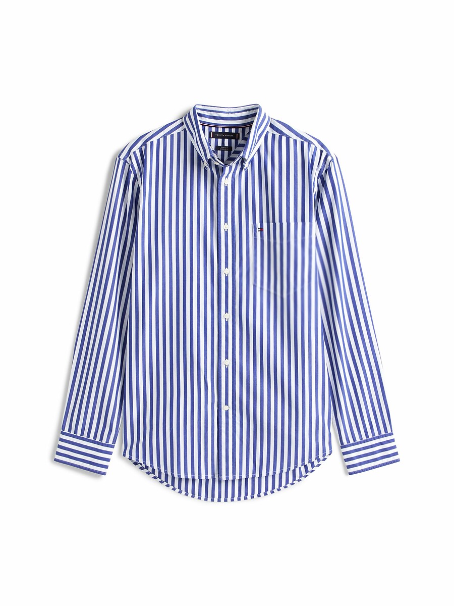 TOMMY HILFIGER<br>Camisa listrada de popeline flexível