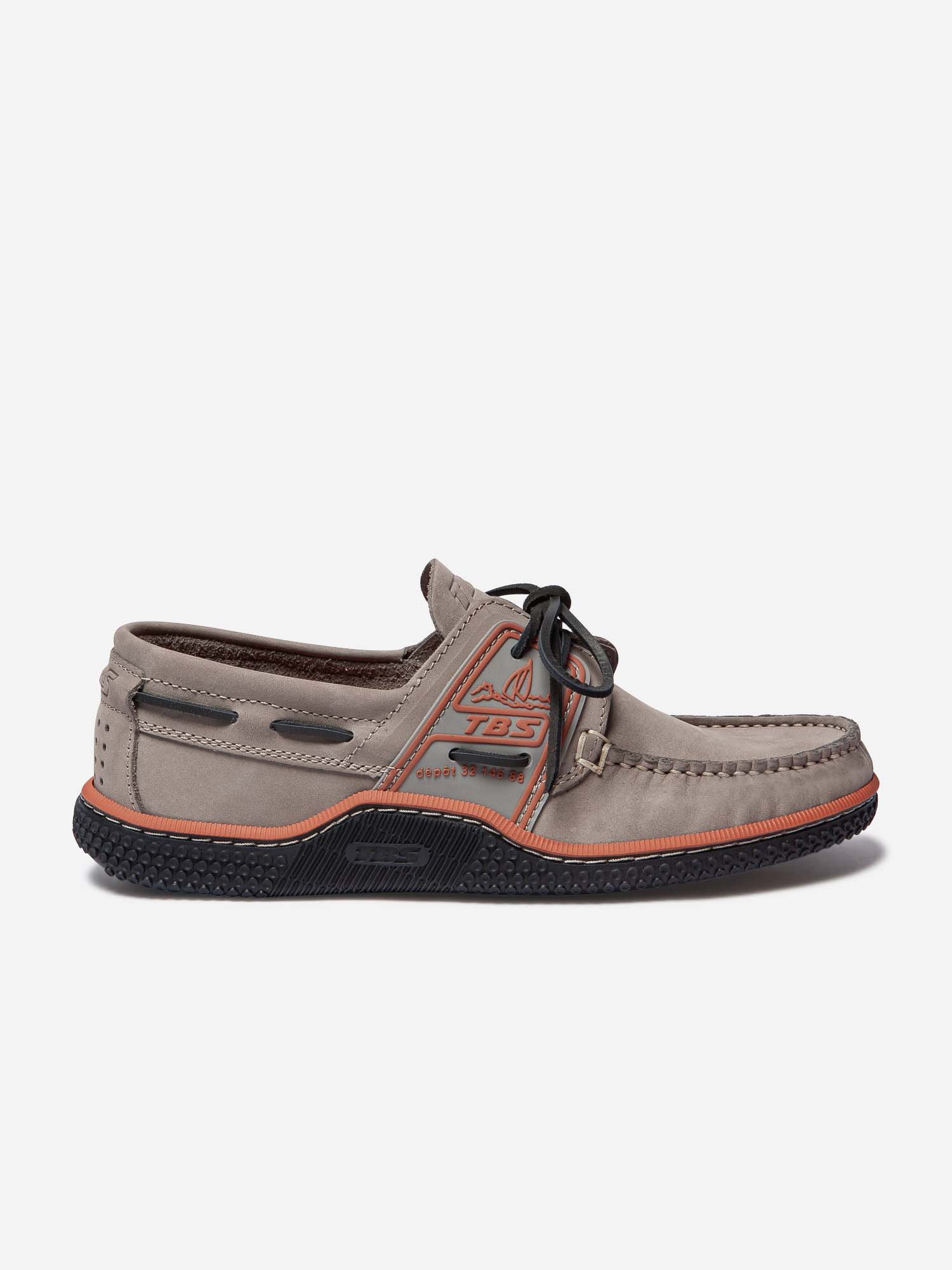 Chaussures Bateau Homme Cuir Beige et Orange