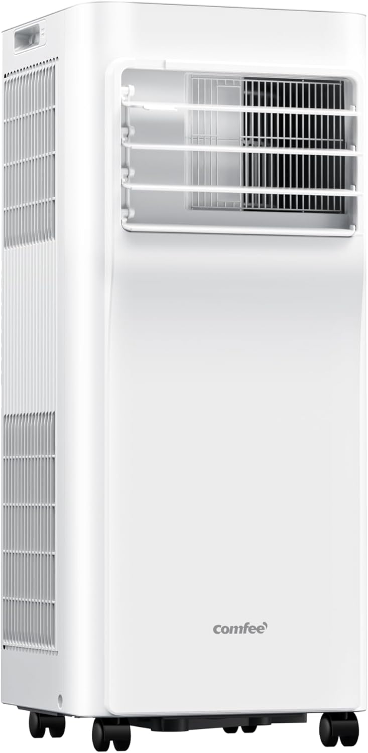 COMFEE' Mobiles Klimagerät 8000 BTU/h 2,3 kW, App-Steuerung, 3 Modi, 3 Lüftergeschwindigkeiten, 24-Stunden-Timer, für Wohnzimmer und Wohnungen von 29㎡/78m³, funktioniert mit Alexa [Energieklasse A]