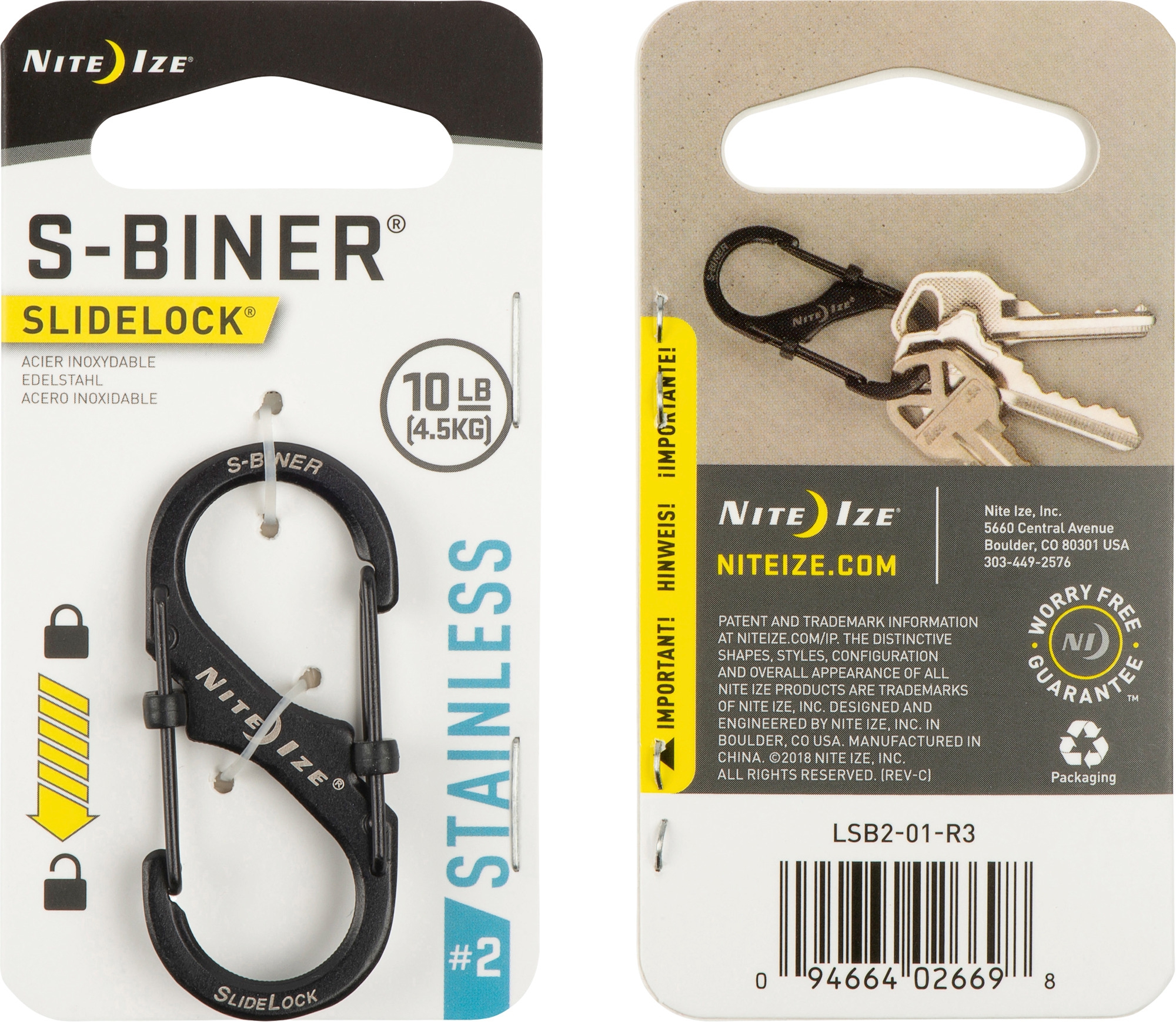 Nite Ize S-Biner SlideLock - Gr. 2, schwarz