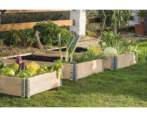 Modulair systeem voor verhoogde tuinbedden, palletframe wanddikte 20 mm 120x80x20 cm naturel