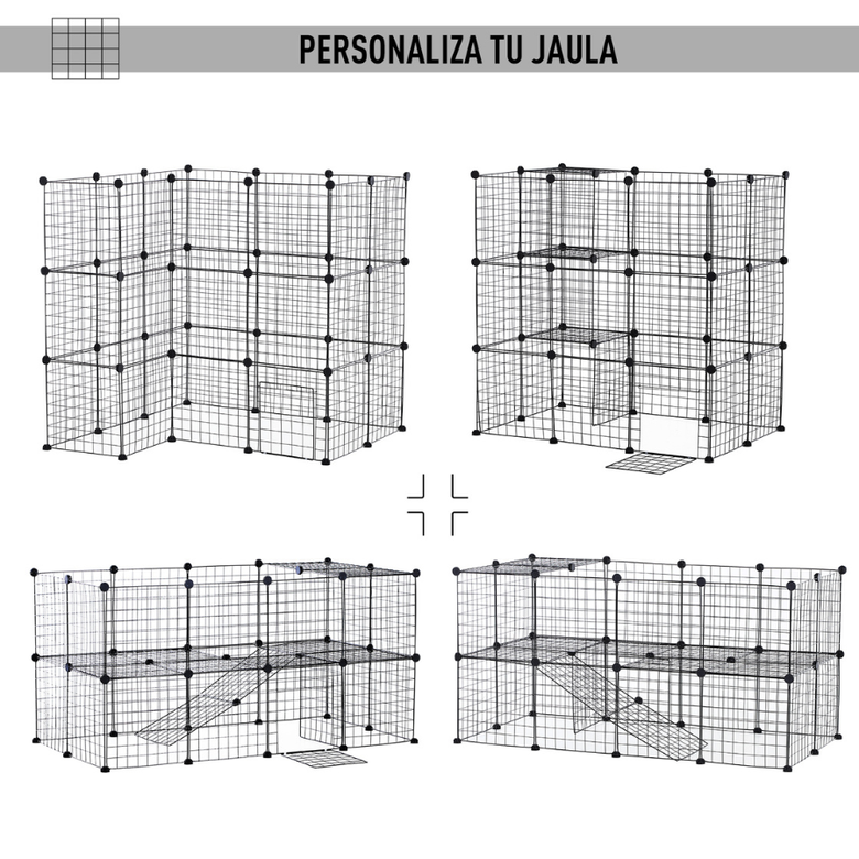 Parque de metal para roedores PawHut DIY, preto
