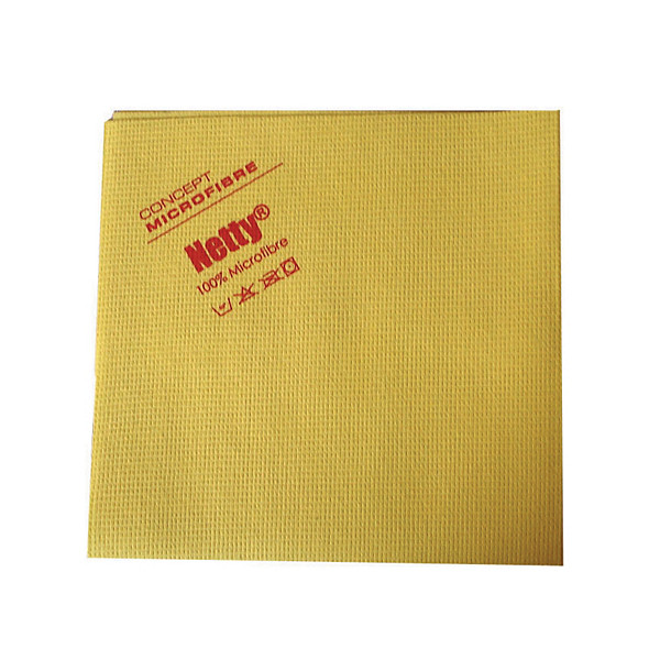 Lavettes microfibre non-tissées Netty Concept Microfibre jaunes, lot de 5