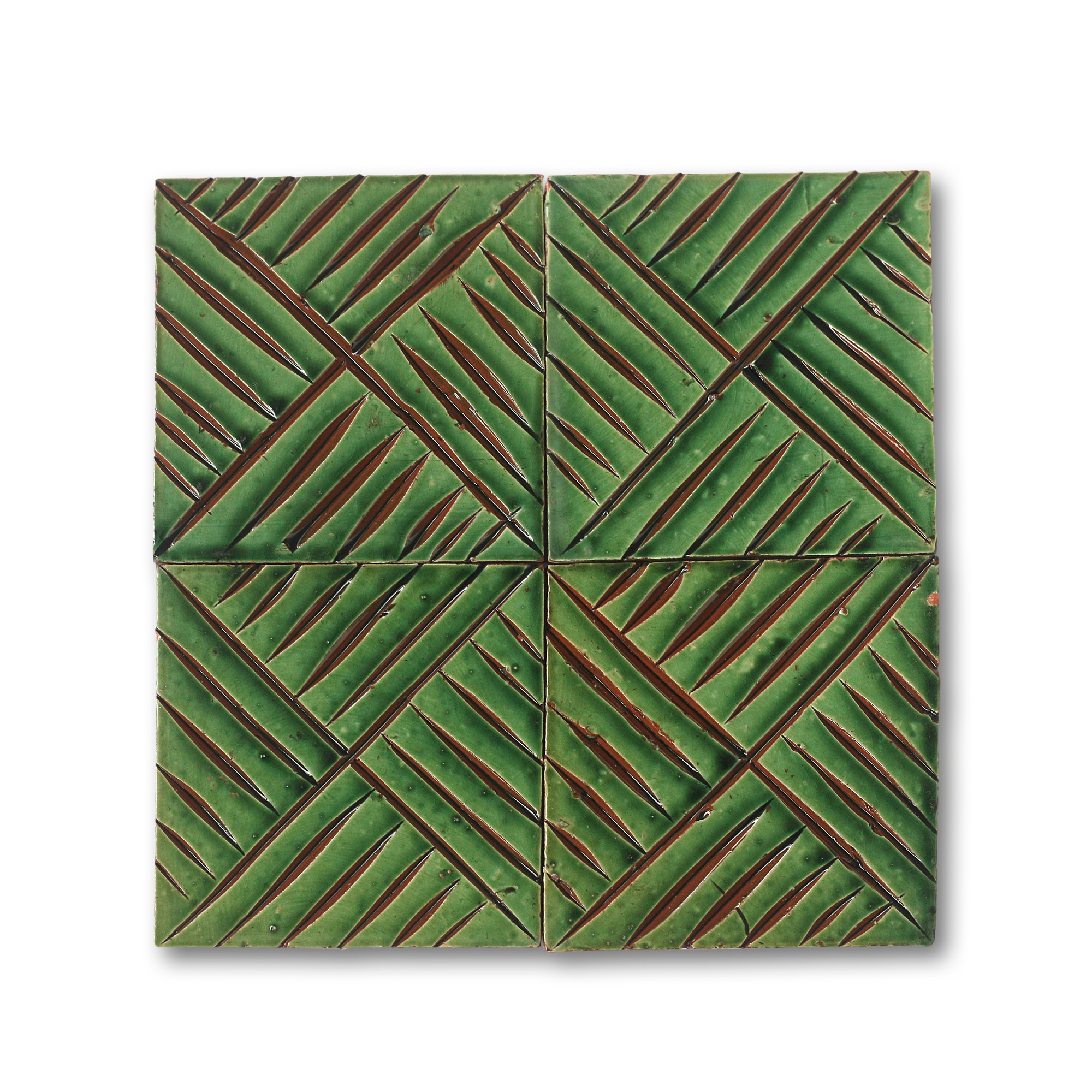 Kachel 'Broderie Craquelé verde', grün, T 10 cm, B 10 cm, H 1 cm von fischer's lagerhaus