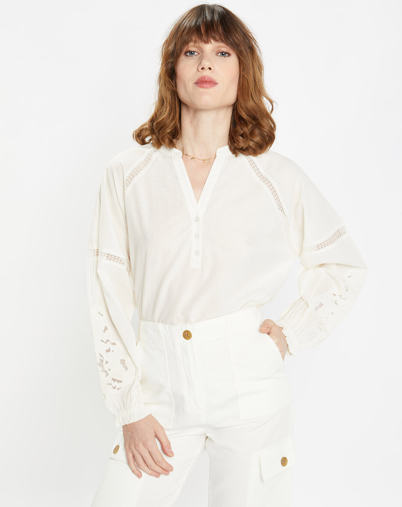 Galeries Lafayette Top en Coton Bio Patmos écru