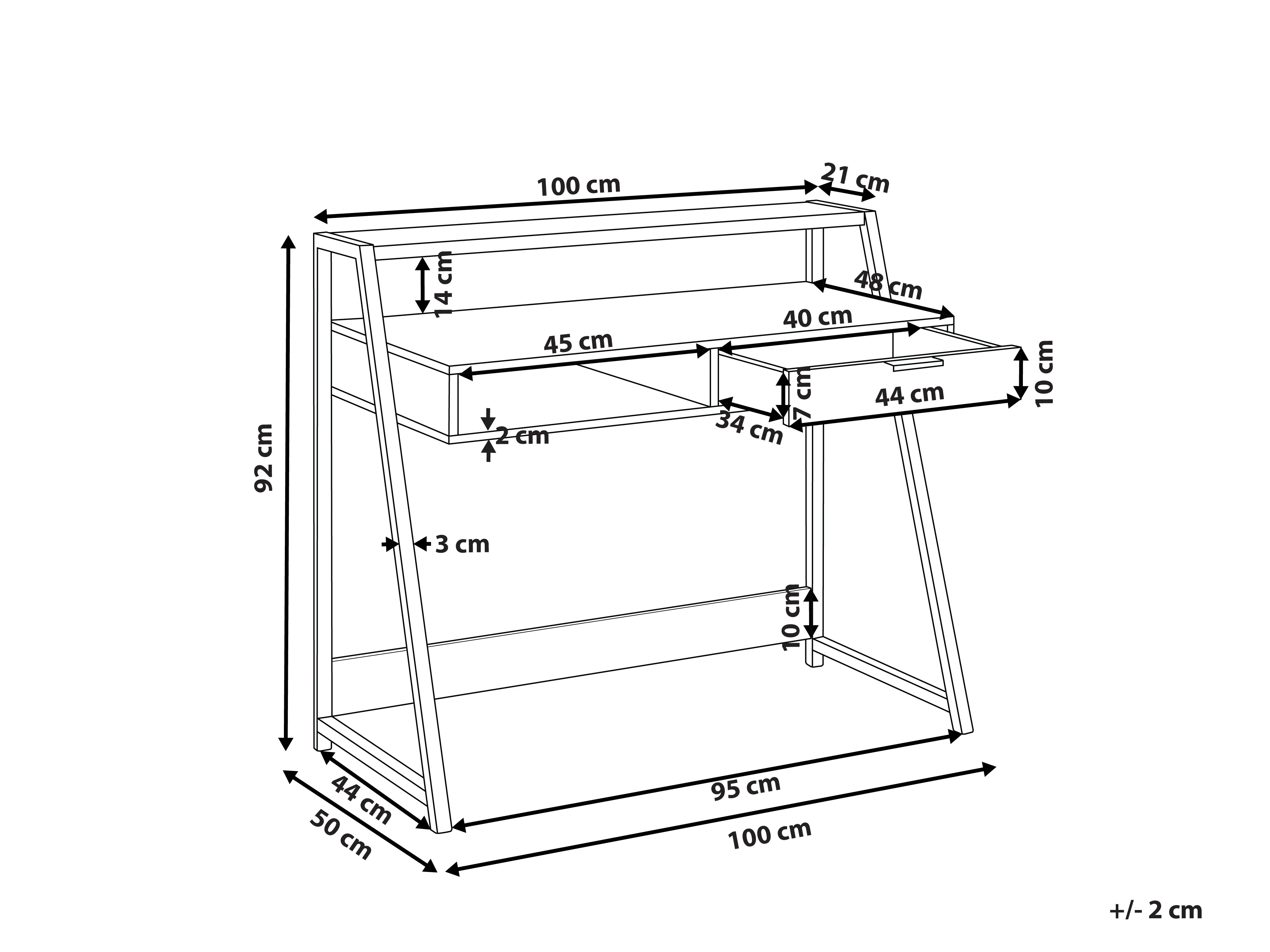 Bureau CALVIN Lichtbruin 100 cm 50 cm met lades