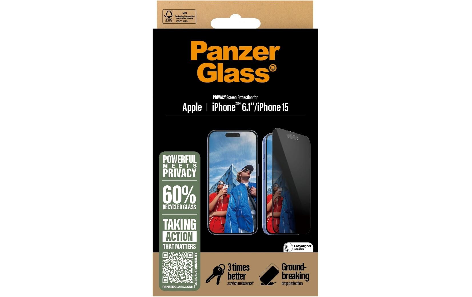 Displayschutz Ultra Wide Fit Privacy iPhone 15/16Privacy-Display-Schutzfolie für das Apple iPhone 15/iPhone 16