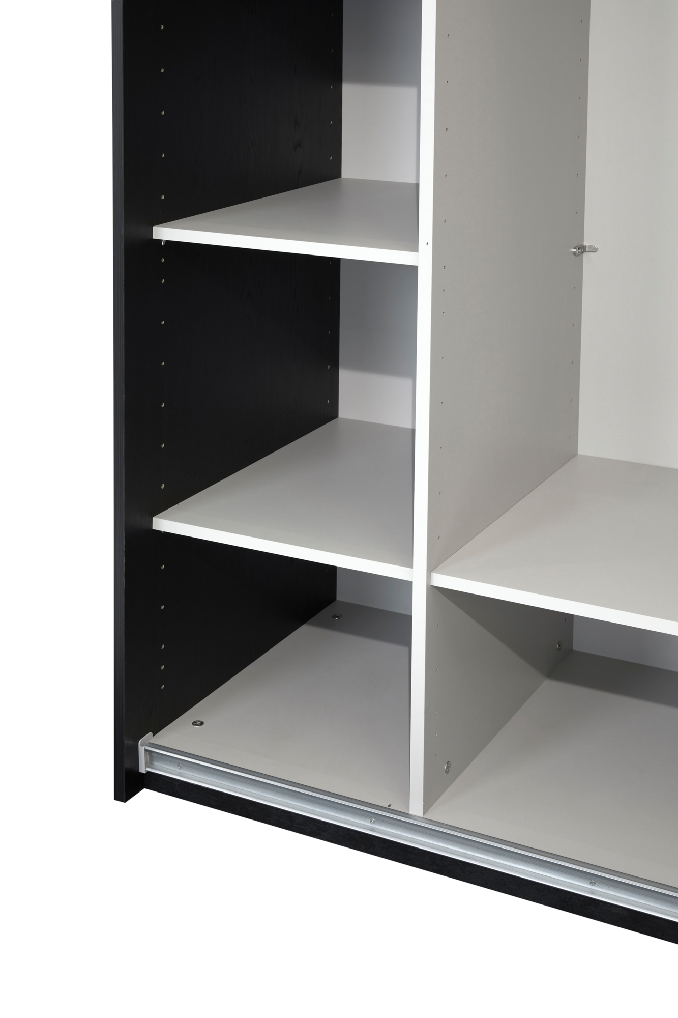 Kledingkast Nox 245 x 221 x 63 cm - Zwart + spiegeldeur