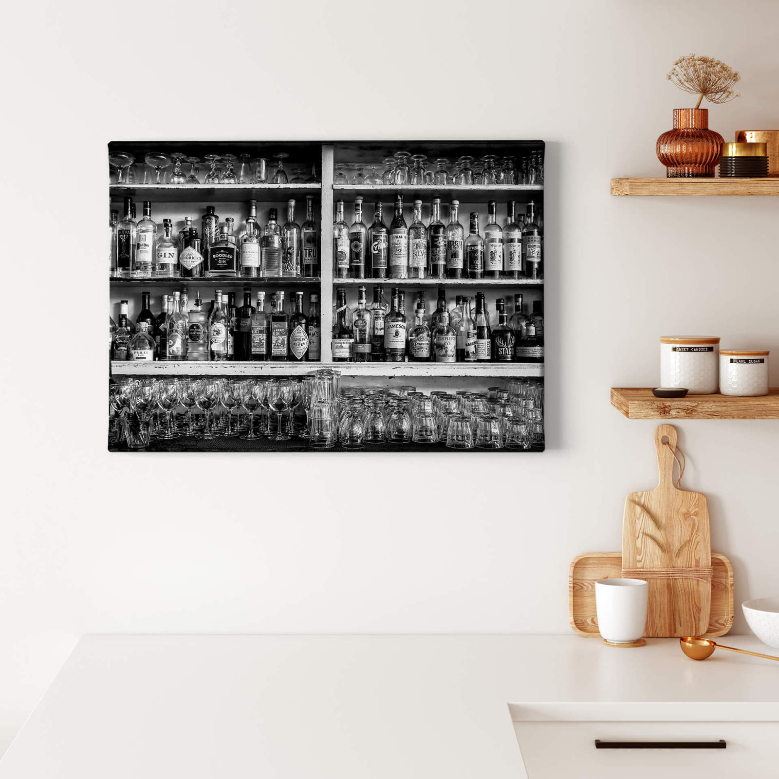 Leinwandbild COCKTAIL-BAR - schwarz-weiß - 70x50 cm