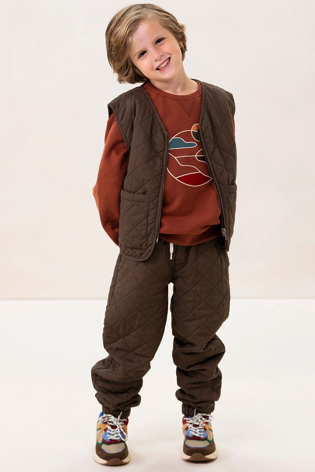 Donkergroen quilted gilet