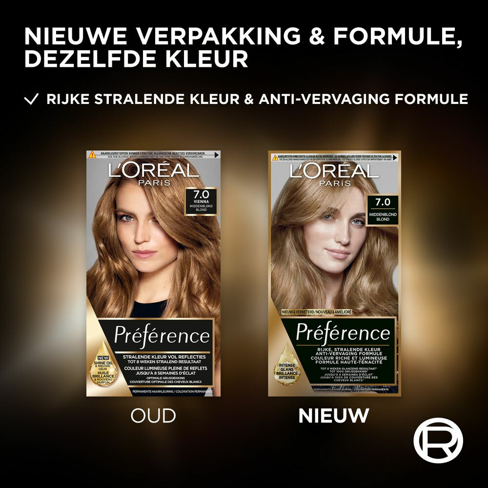 L'Oréal Préférence Permanente Haarkleuring 7.0 Middenblond