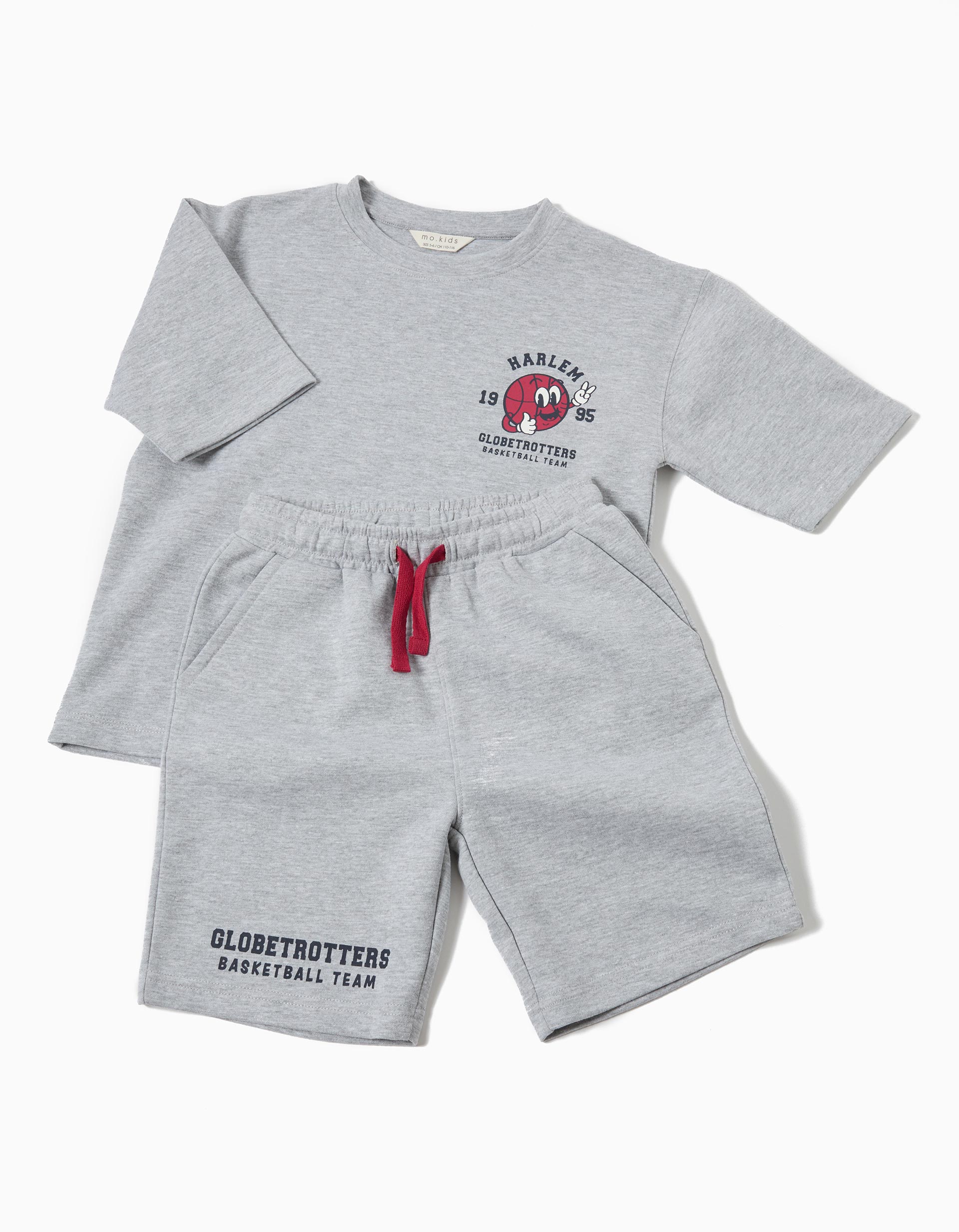Conjunto T-shirt e Calções Fleece, Menino, Cinzento Claro