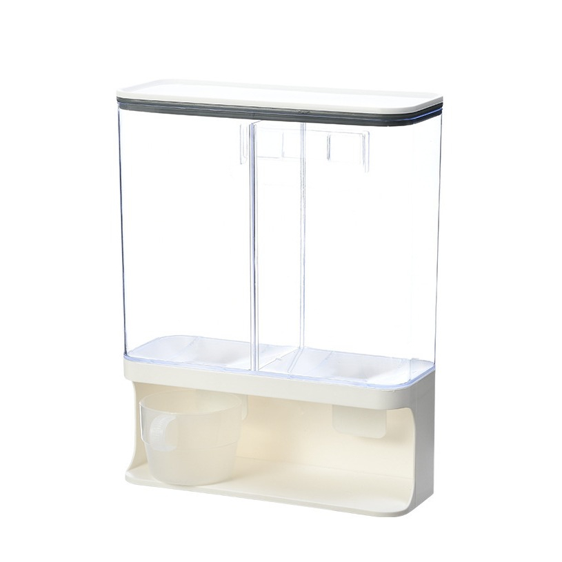 (31x24.5cm) Vorratsbehälter Universal Spender mit Wandhalterung inkl. Messbecher für Waschpulver / Cerealien / Hülsenfrüchte