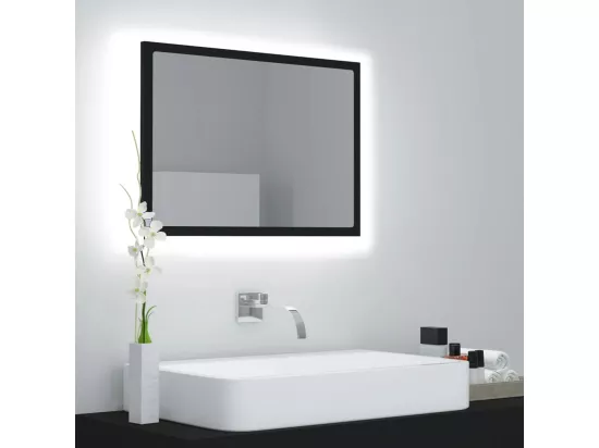 Miroir à LED de salle de bain Noir 60x8,5x37 cm Acrylique