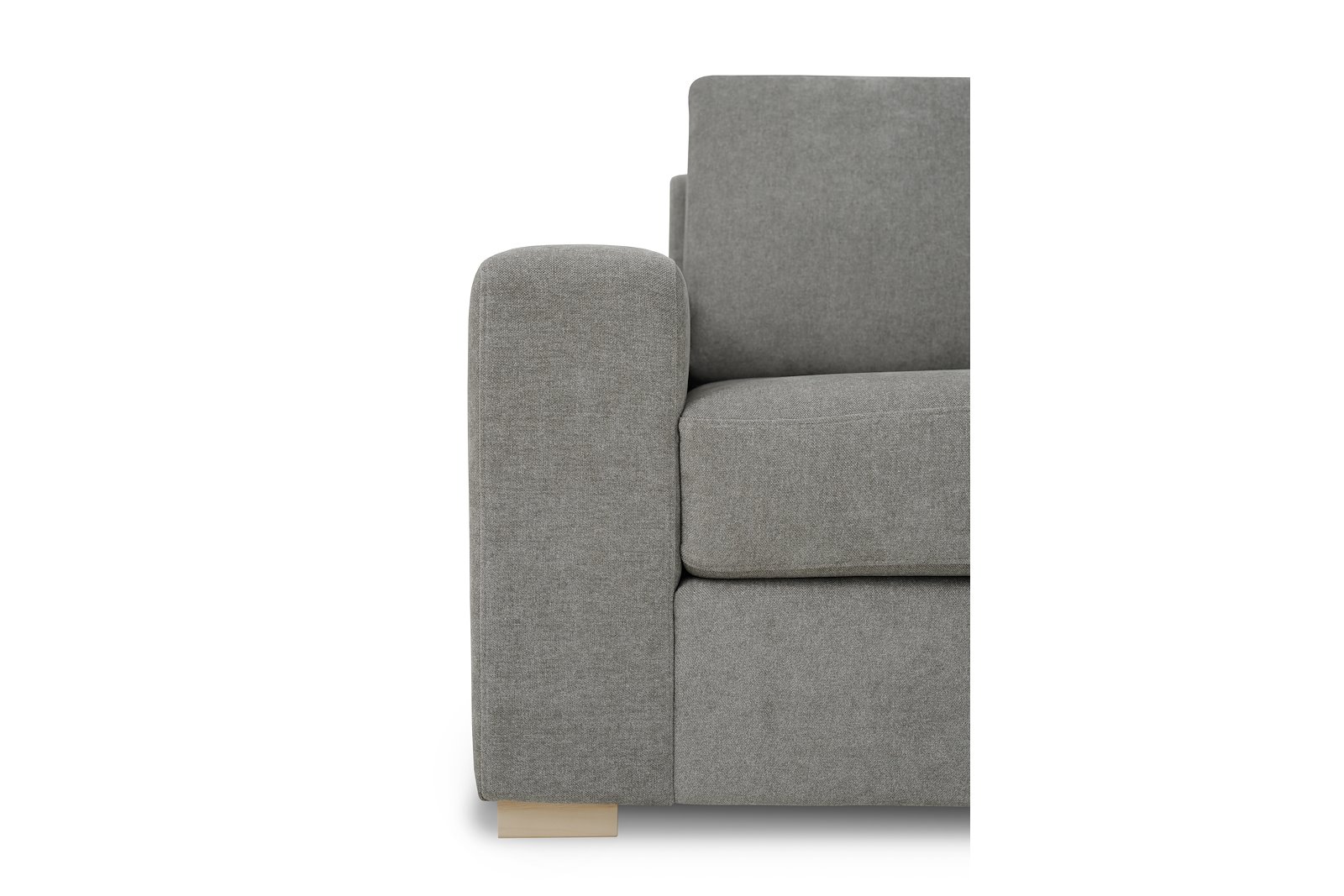 Modern Living hjørnesofa 3-seter med åpen ende venstre fast. I tekstil Storm 3/3 Warm Grey, Arm A og ben 1. Faste puter og skum kvalitet