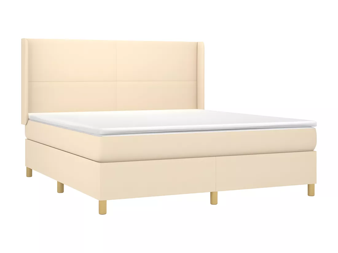 Sommier tapissier avec matelas et LED Crème 160x200 cm Tissu