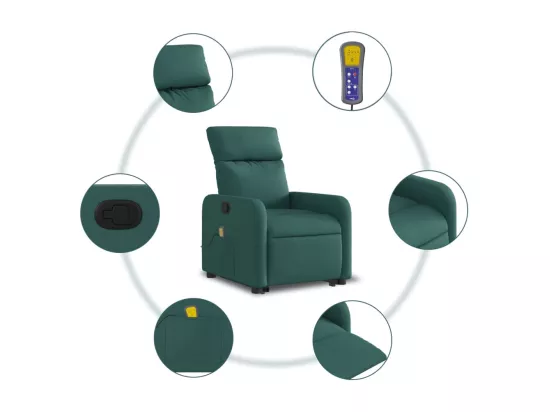 Fauteuil inclinable massant Vert foncé Tissu