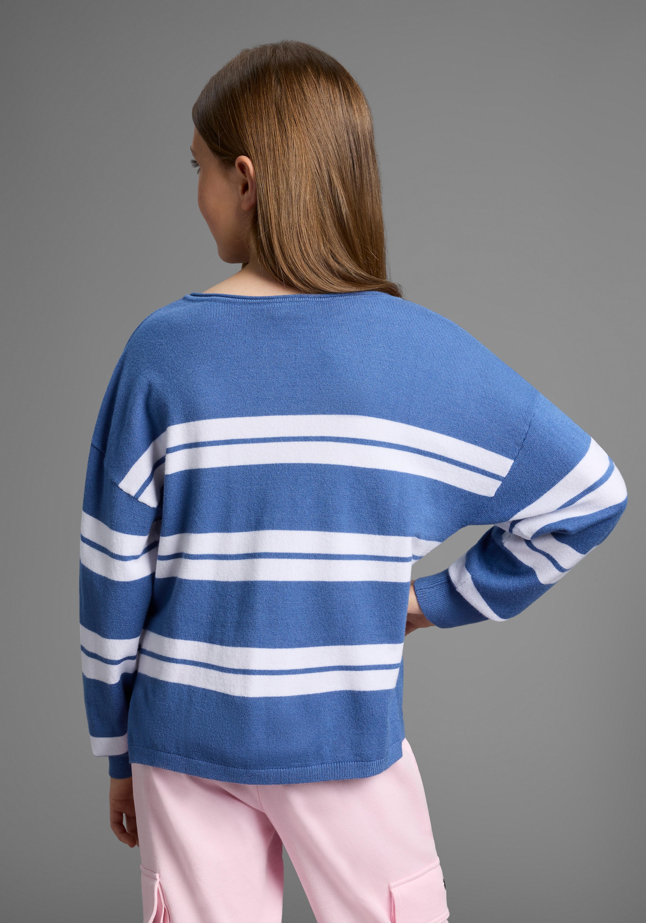 KangaROOS Strickpullover »Kuschelweicher Ringelpullover«, Weicher Ringelpullover mit kleinem V-Ausschnitt