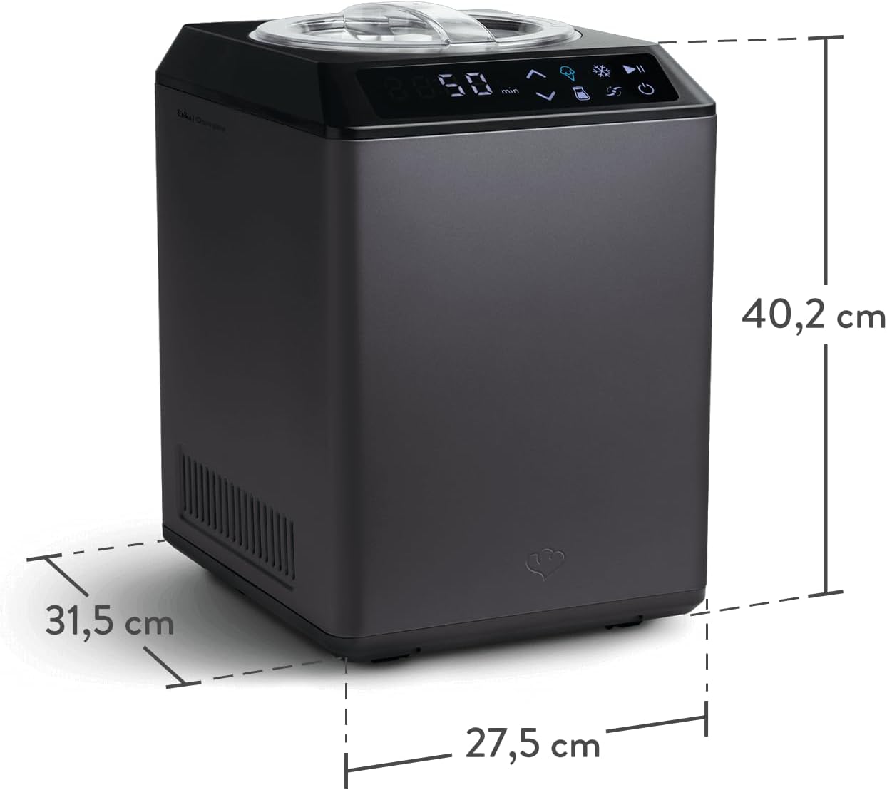 SPRINGLANE Eismaschine & Joghurtbereiter Erika 2,5 L mit selbstkühlendem Kompressor 250 W, Eiscrememaschine aus Edelstahl mit Kühl- und Heizfunktion, inkl. Rezeptheft