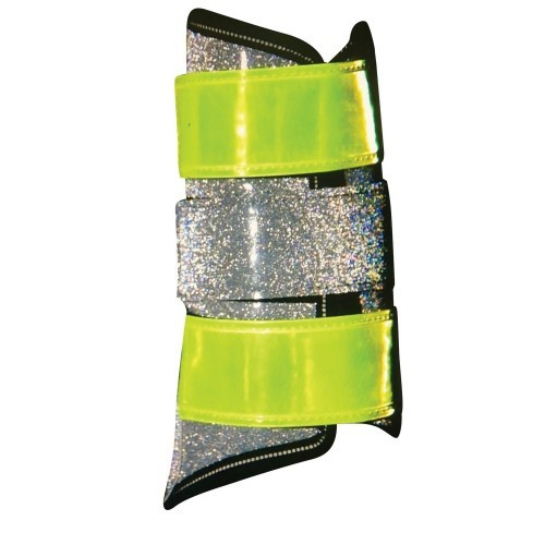 Protetores de cavalo com escova refletora em formato de diamante, amarelo
