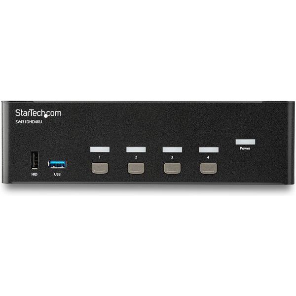 StarTech.com Switch KVM double affichage HDMI 4K 30 Hz à 4 ports avec hub USB intégré