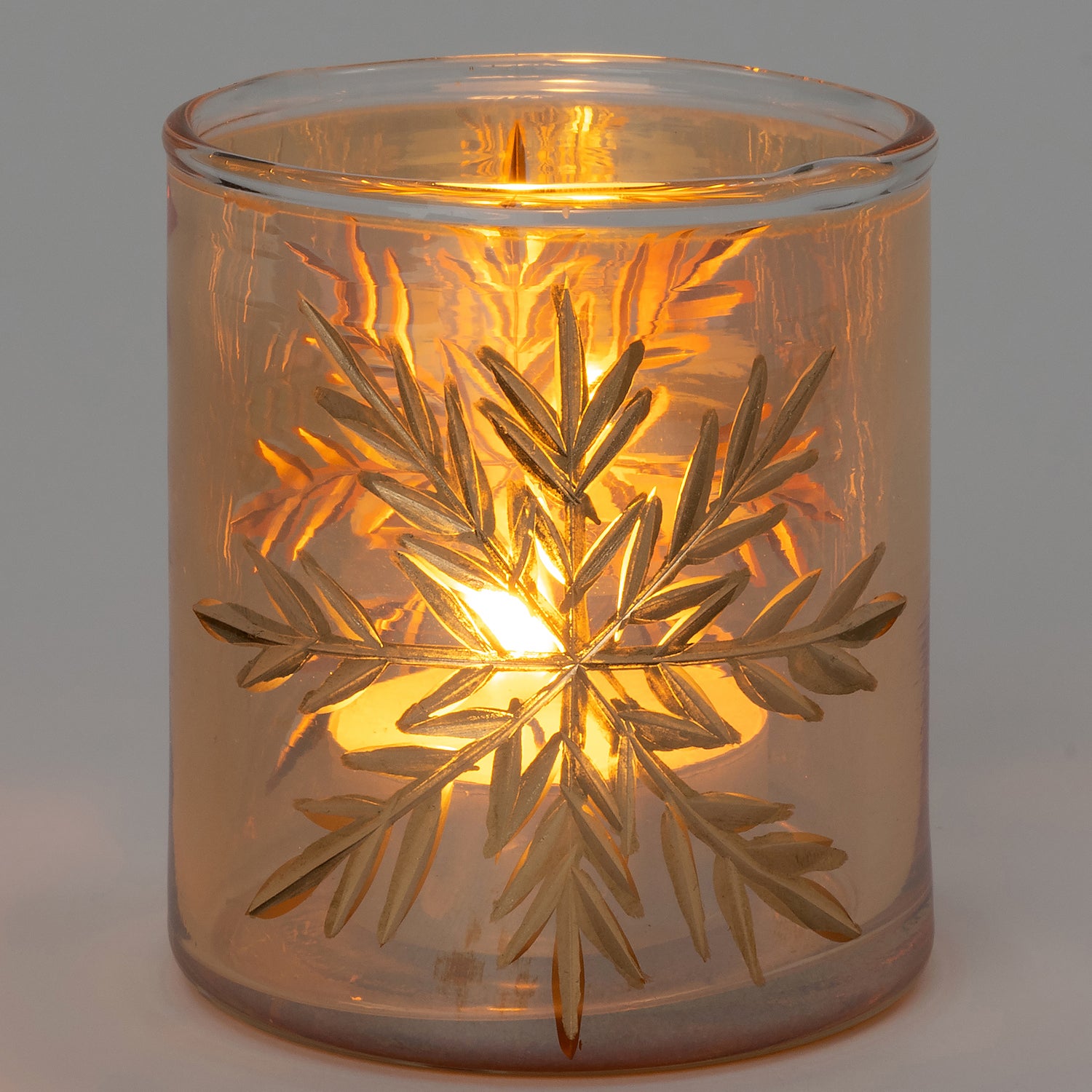 Intratuin waxinelichthouder Riva goud / transparant D 6 cm