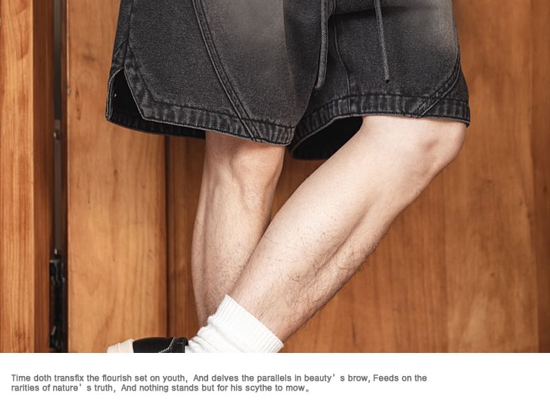 AXEN - Gewassen denim shorts met trekkoordtaille