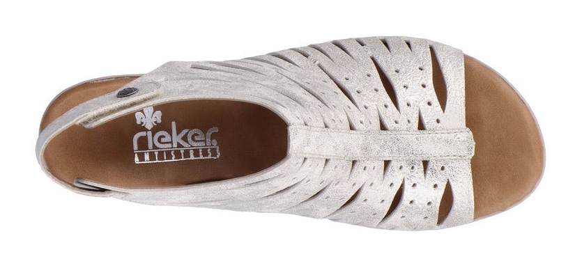 Rieker Sandalette  , Sommerschuh, Sandale, Blockabsatz, im Metallic-Look