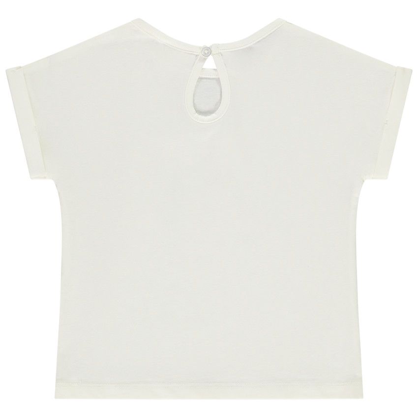 T-shirt manches courtes motif girafe pour bébé fille - Ecru
